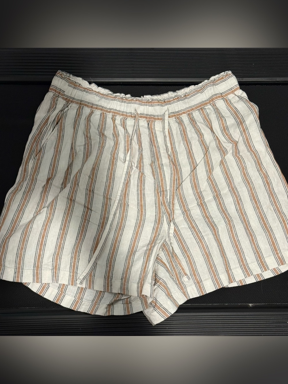 Ava & Viv Cream Shorts with Tan and Black Stripes
